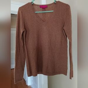Cashmere Cache Brown 100% Cashmere V-Neck Sweater Size M